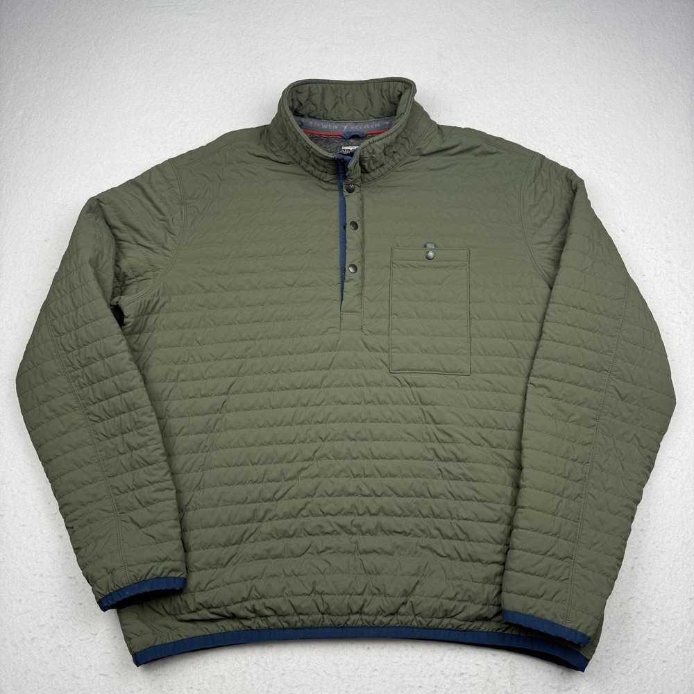 Relwen Windzip Popover Mens 2XL Green Quilted Snap Casual Outdoor